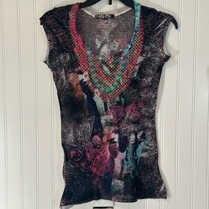 Guess Top Small S Black Pink Face